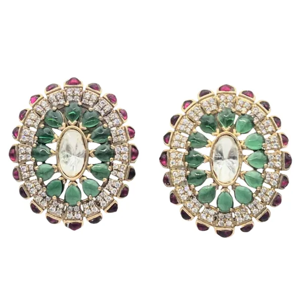 Red_And_Green_Kundan_&_Brass_Earrings_For_Women