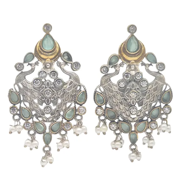Silver_And_Mint_German_Silver_&_Quartz_Earrings_For_Women