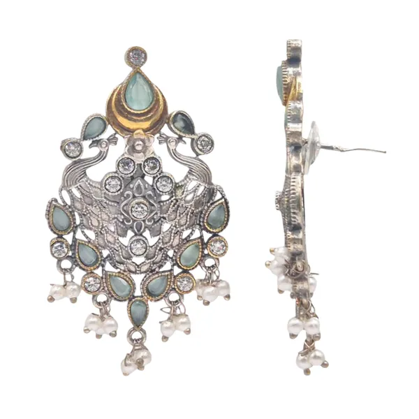 Silver_And_Mint_German_Silver_&_Quartz_Earrings_For_Women