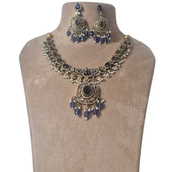 Purple_And_White_Quartz_&_Moissanite_Necklace_For_Women