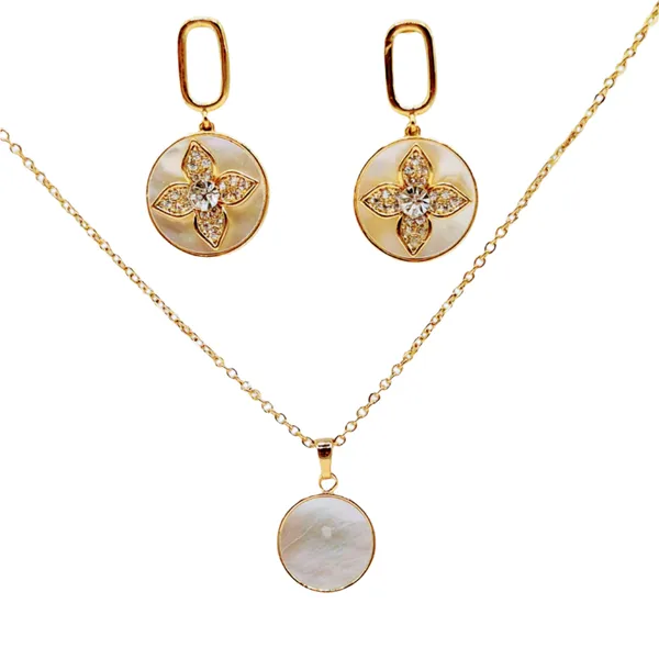 White_And_Gold_Mop_Jewelry_Set_For_Women