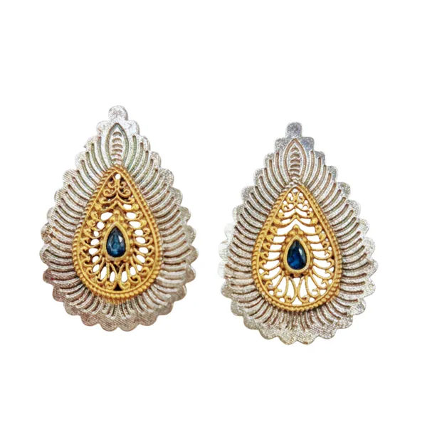 Silver_And_Gold_Quartz_&_German_Silver_Earrings_For_Women