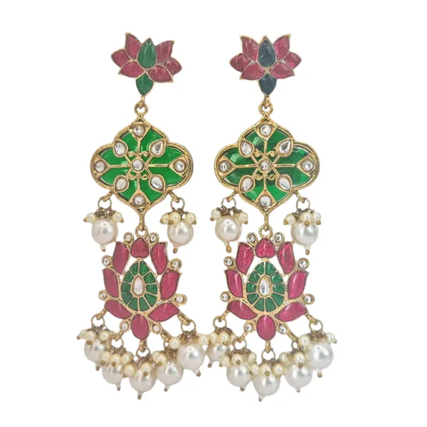 Green_And_Pink_Quartz_&_Enamel_Earrings_For_Women