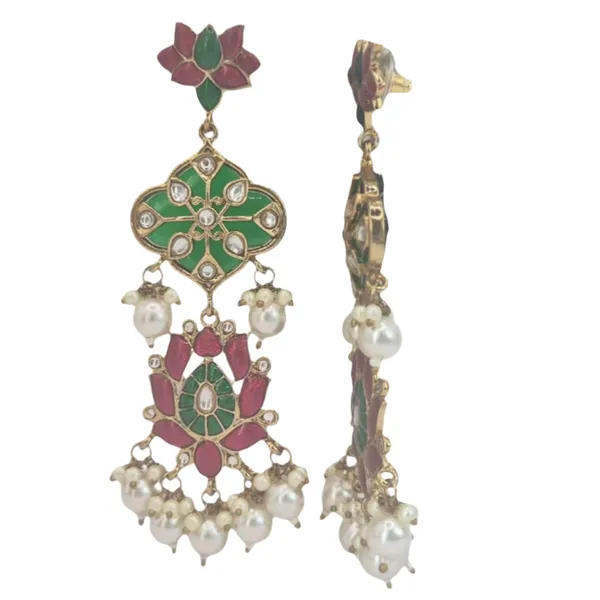 Green_And_Pink_Quartz_&_Enamel_Earrings_For_Women