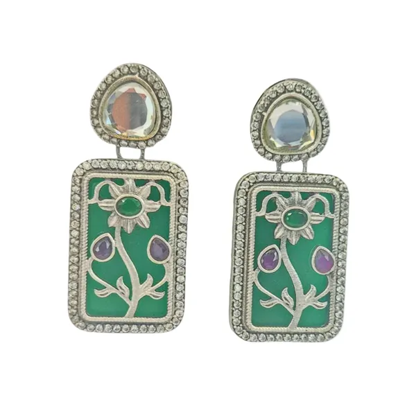 Green_And_Pink_Quartz_&_German_Silver_Jewelry_Set_For_Women