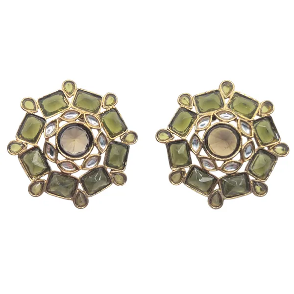 Olive_Green_Quartz_&_Kundan_Earrings_For_Women
