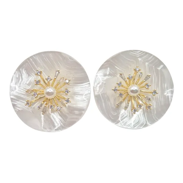 White_Variable_Resin_&_Brass_Earrings_For_Women