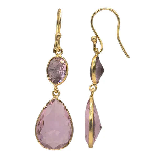 Pink_Quartz_&_Brass_Earrings_For_Women