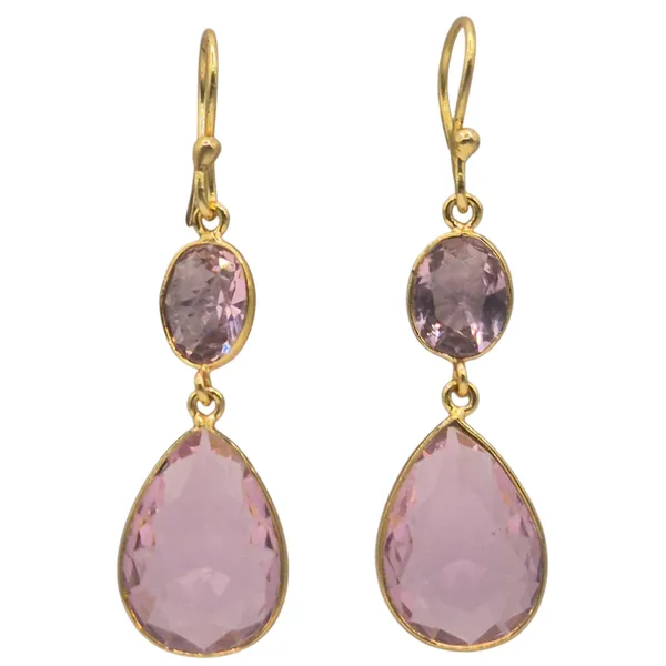 Pink_Quartz_&_Brass_Earrings_For_Women