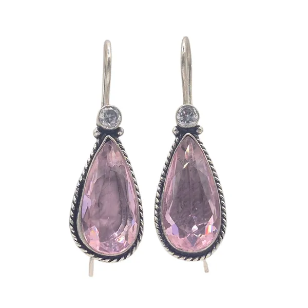 Pink_Quartz_&_Brass_Earrings_For_Women