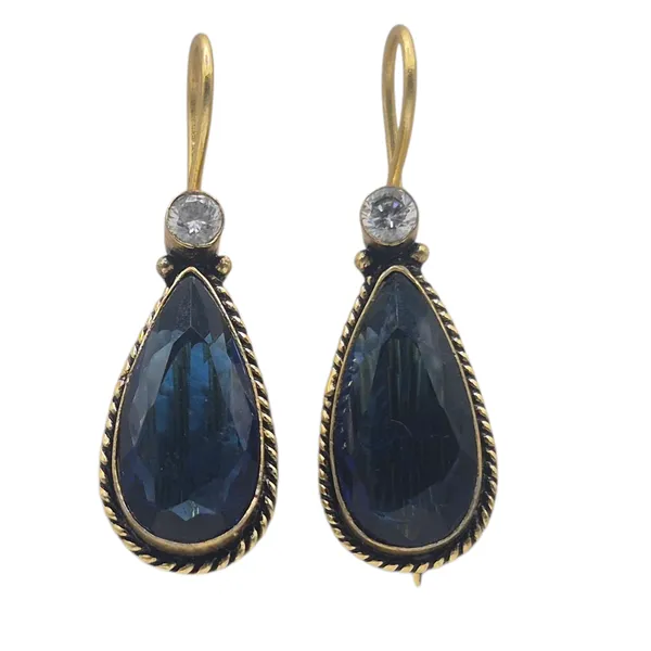 Royal_Blue_Quartz_&_Brass_Earrings_For_Women