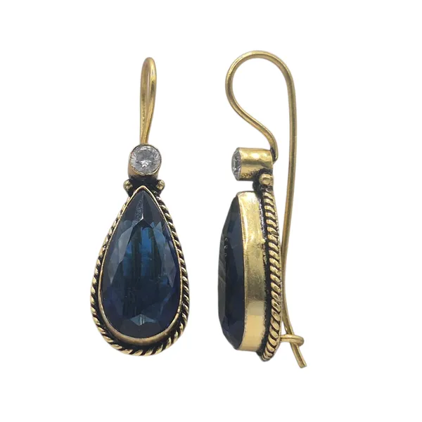 Royal_Blue_Quartz_&_Brass_Earrings_For_Women