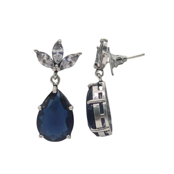 Dark_Blue_Quartz_&_Cz_Earrings_For_Women