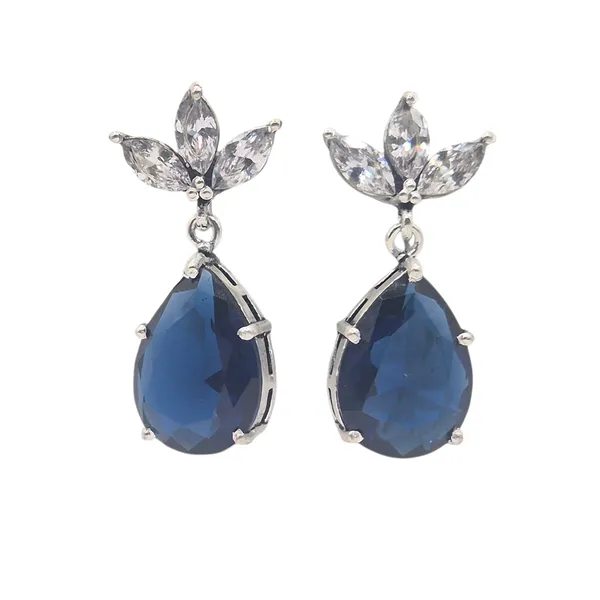 Dark_Blue_Quartz_&_Cz_Earrings_For_Women
