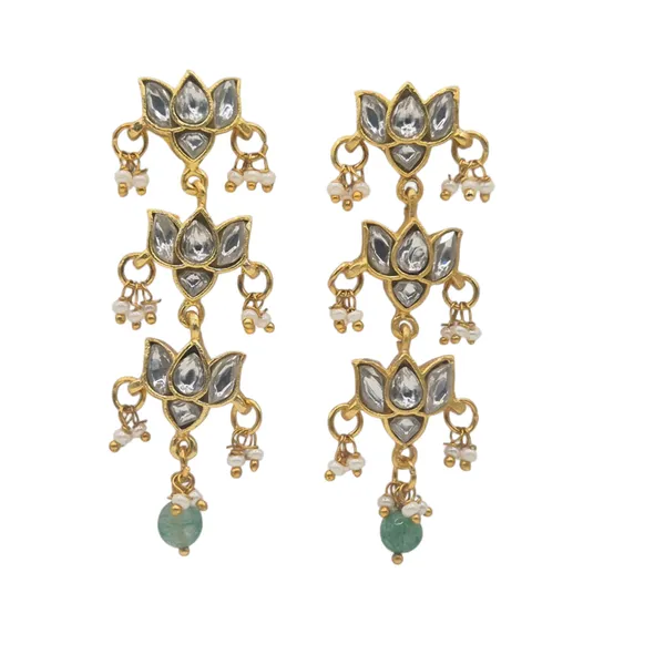 Clear_And_Gold_Kundan_&_Brass_Earrings_For_Women