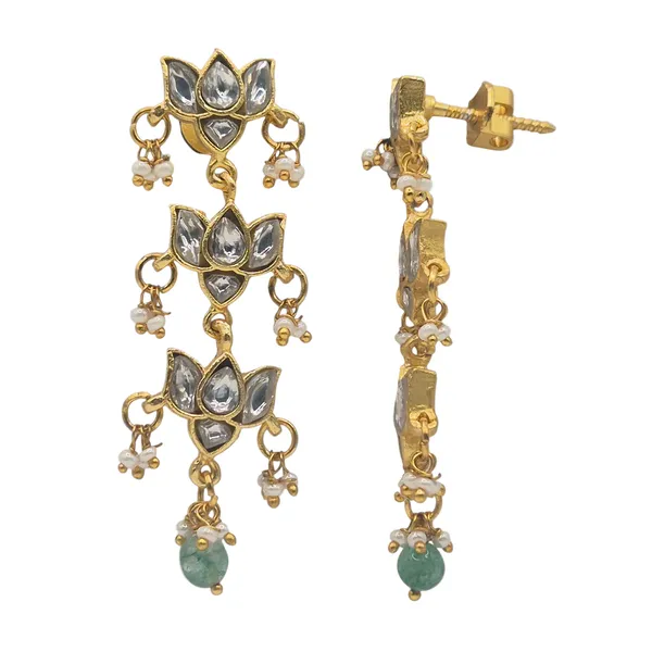 Clear_And_Gold_Kundan_&_Brass_Earrings_For_Women
