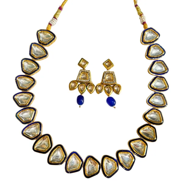 Blue_And_Gold_Enamel_&_Kundan_Jewelry_Set_For_Women