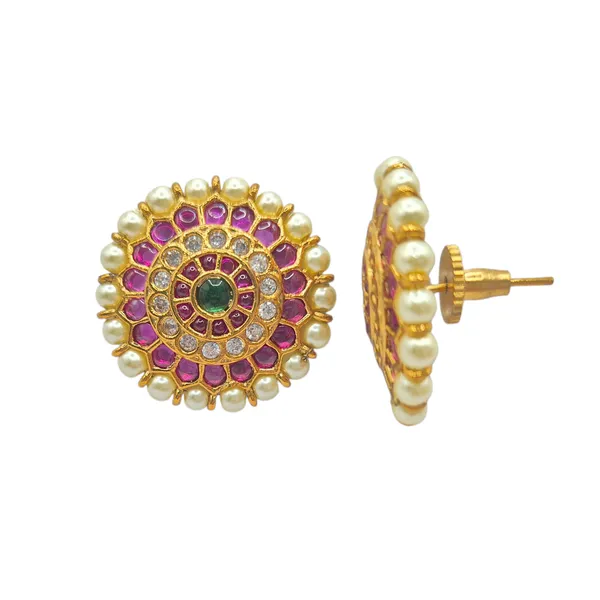 Gold_And_Clear_Jadau_&_Kundan_Jewelry_Set_For_Women