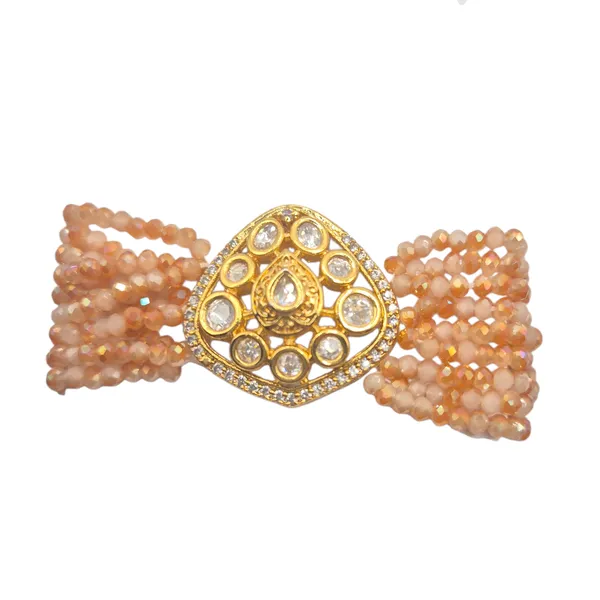Orange_And_Clear_Kundan_&_Quartz_Bracelet_For_Women