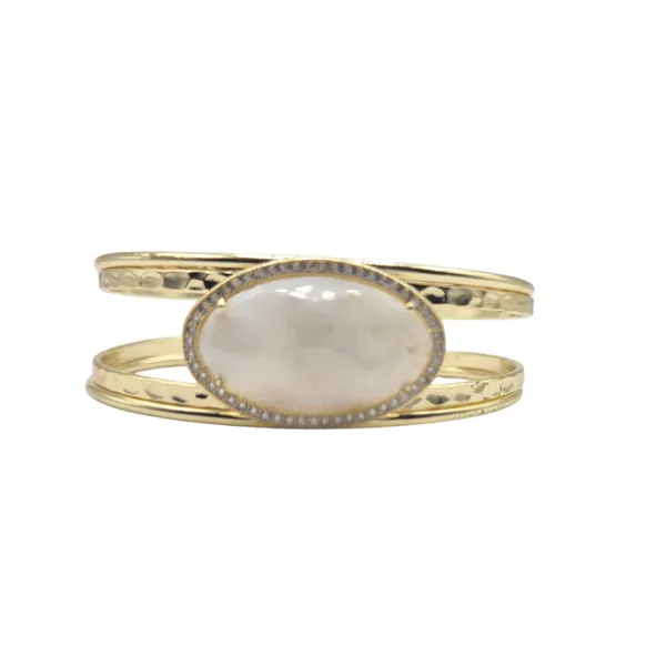 White_Agate_&_Brass_Bracelet_For_Women
