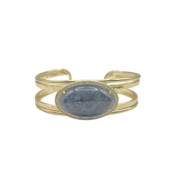 Dark_Blue_Agate_&_Brass_Bracelet_For_Women