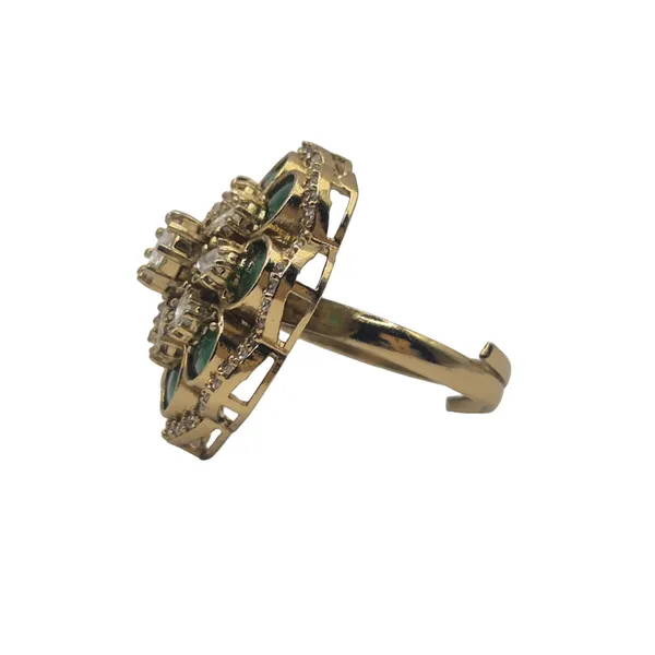 Green_Semi_Precious_&_Brass_Ring_For_Women