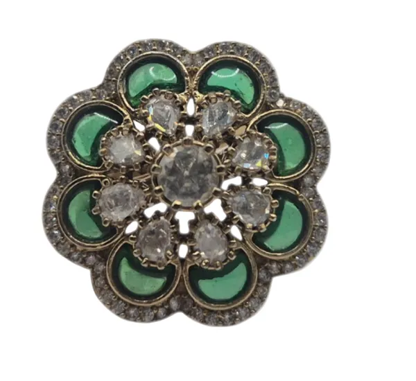 Green_Semi_Precious_&_Brass_Ring_For_Women
