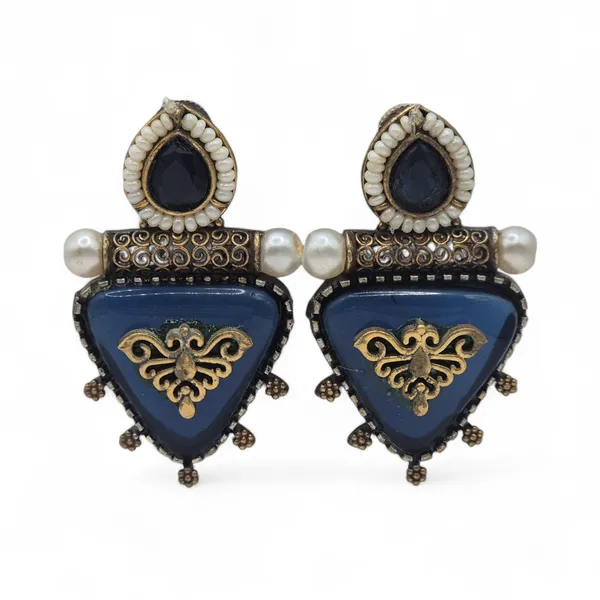 Royal_Blue_Quartz_&_Brass_Jewelry_Set_For_Women