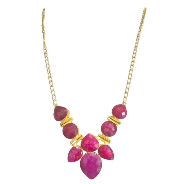 Maroon_Quartz_&_Brass_Necklace_For_Women