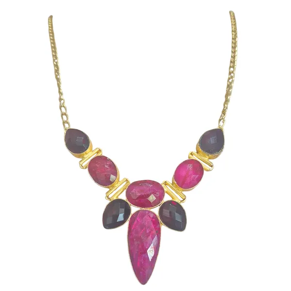 Maroon_Quartz_&_Brass_Necklace_For_Women