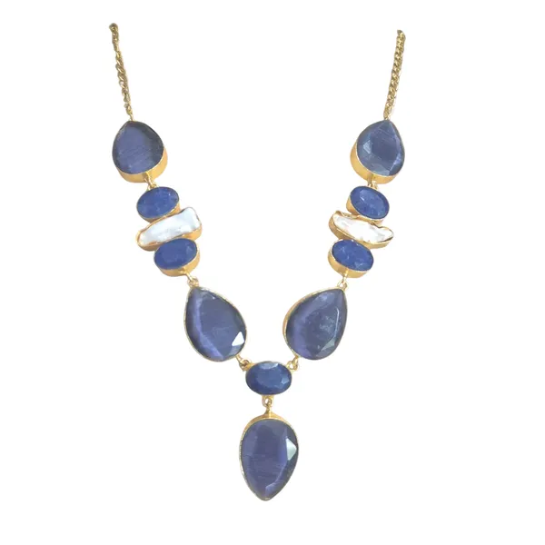Blue_And_Purple_Quartz_&_Brass_Necklace_For_Women