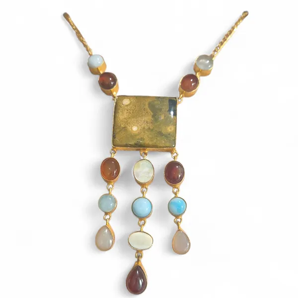 Multicolor_Quartz_&_Brass_Necklace_For_Women
