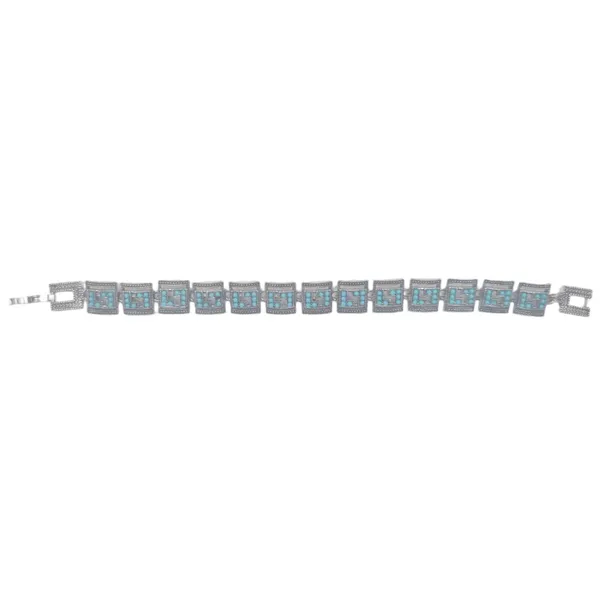 Turquoise_And_Grey_Marcasite_&_Brass_Bracelet_For_Women