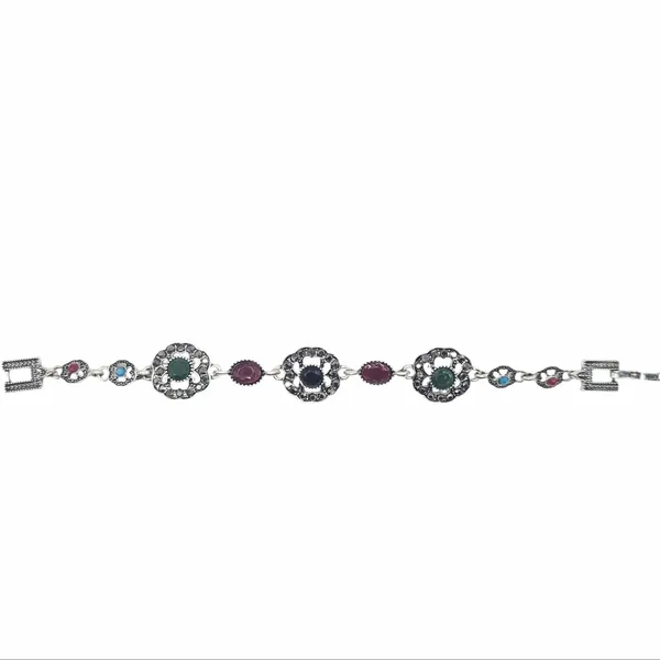 Multi_And_Red_Quartz_&_Brass_Bracelet_For_Women
