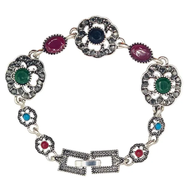 Multi_And_Red_Quartz_&_Brass_Bracelet_For_Women
