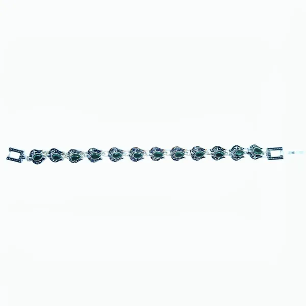 Green_And_Grey_Marcasite_&_Brass_Bracelet_For_Women