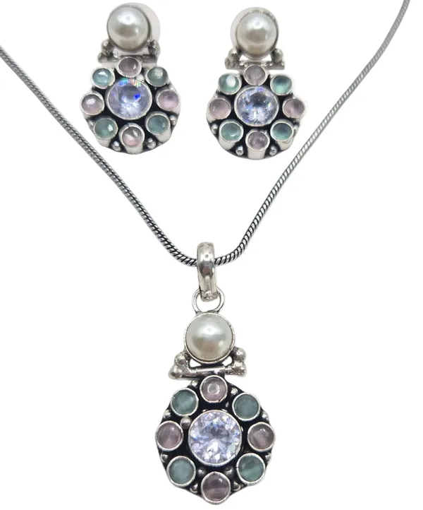 Pink_And_Green_Cz_&_Pearl_Jewelry_Set_For_Women