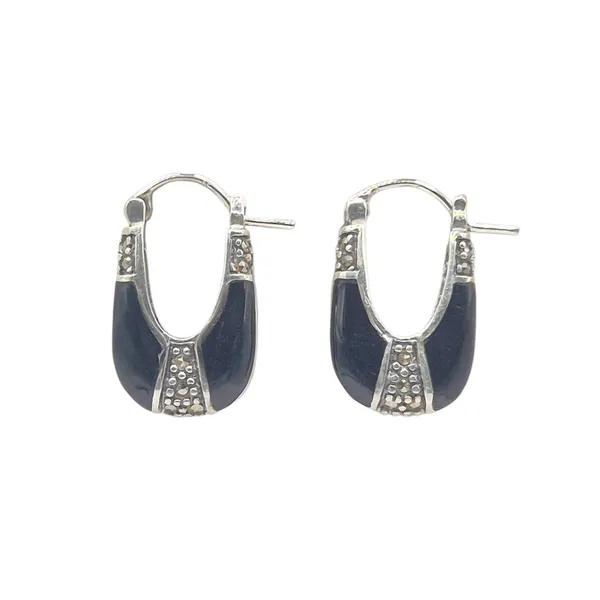 Black_And_Silver_925_Silver_&_Marcasite_Earrings_For_Women