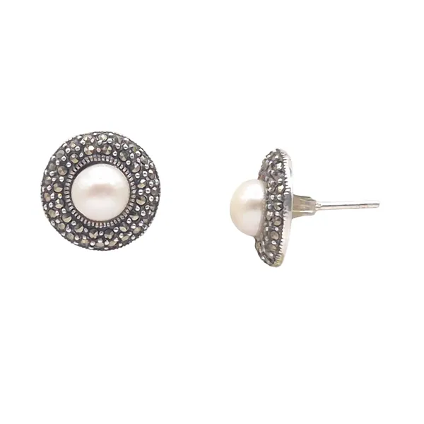 White_And_Grey_Pearl_&_Marcasite_Earrings_For_Women
