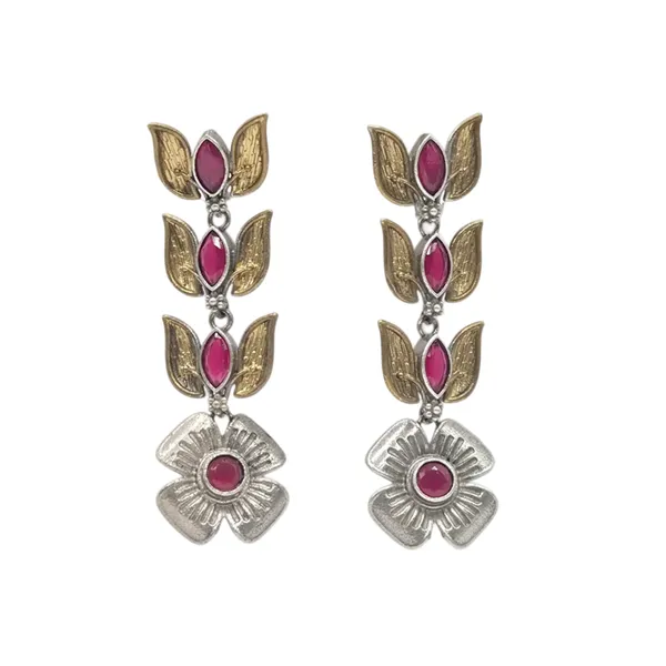 Red_Quartz_&_Brass_Earrings_For_Women