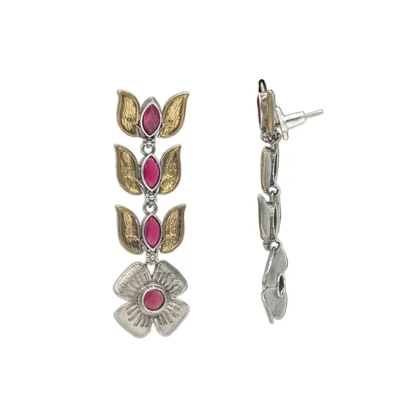 Red_Quartz_&_Brass_Earrings_For_Women