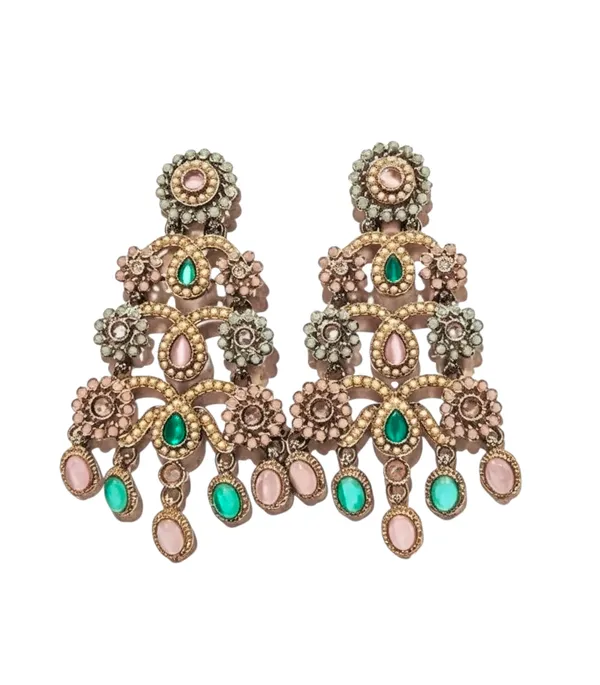 Multicolour_Quartz_With_Chandelier_Earrings_With_Seed_Pearls_(3_-_Pink_/_3_-_Multicolor)