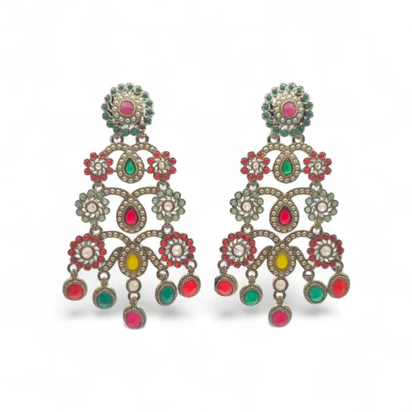 Multicolour_Quartz_With_Chandelier_Earrings_With_Seed_Pearls_(3_-_Pink_/_3_-_Multicolor)
