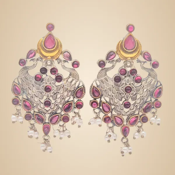 White_German_Silver_&_Quartz_Earrings_For_Women