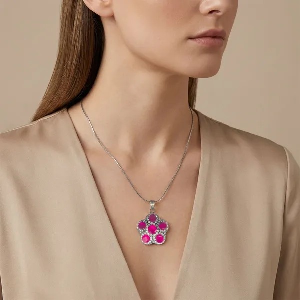 Red_And_White_Ruby_&_Silver_Necklace_For_Women