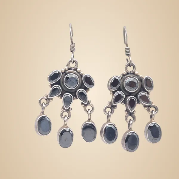 Black_Tourmaline_&_Silver_Earrings_For_Women