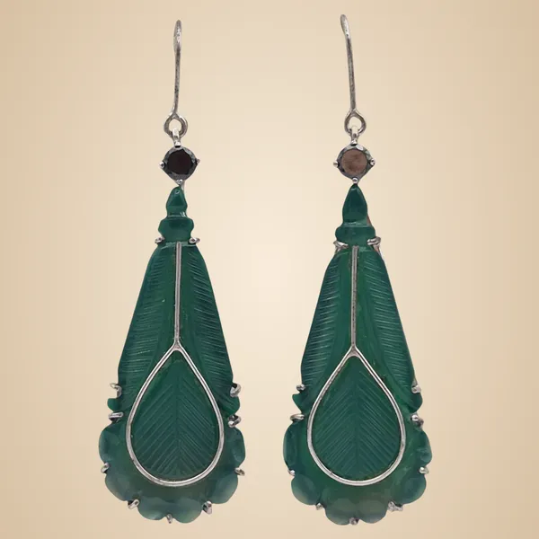 Green_And_Black_Onyx_&_Cz_Earrings_For_Women