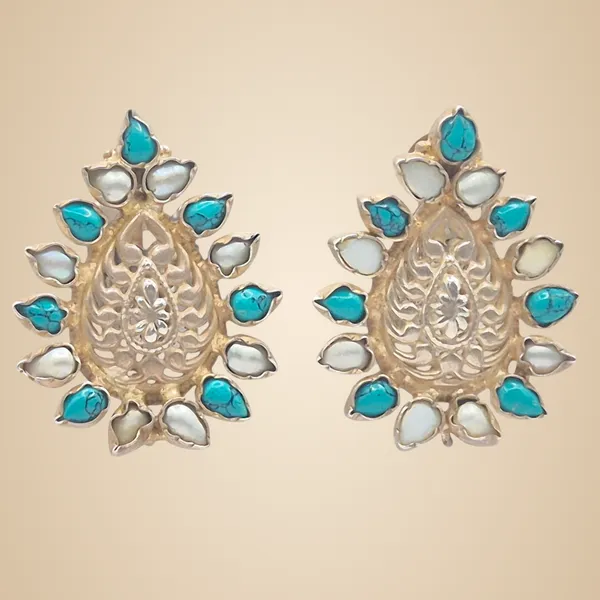 Turquoise_And_White_Turquoise_&_Pearl_Earrings_For_Women