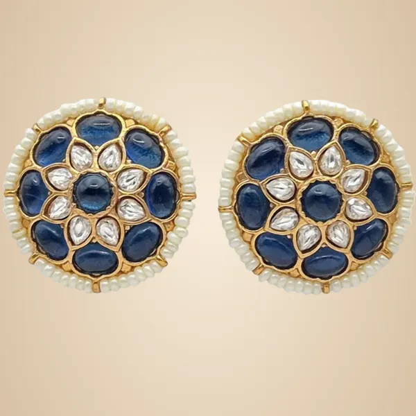 Dark_Blue_Kundan_&_Brass_Earrings_For_Women