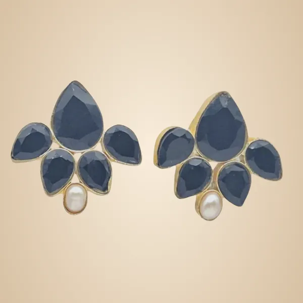 Black_Quartz_&_Pearl_Earrings_For_Women